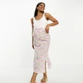 Mamalicious Maternity midi skirt in floral print-Purple