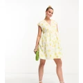 ASOS DESIGN Maternity cotton v neck mini smock dress in ditsy floral-Multi