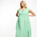 Mamalicious Maternity gathered bodice sleeveless maxi dress in green