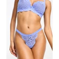 Ivory Rose high waist lace tanga thong in blue