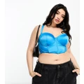ASOS DESIGN Curve Satin padded underwire corset with detachable straps in blue