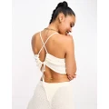Pieces reversible open back halter neck top in white (part of a set)