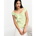 Whistles off shoulder tie front top in lime green