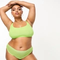 ASOS DESIGN Curve Exclusive Maddy clean mesh high waisted brazilian briefs in bright lime-Green