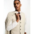 Ben Sherman linen look slim fit suit waistcoat in cream-White