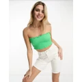 Monki textured bandeau top in green