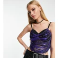 Reclaimed Vintage drippy festival sequin top in purple