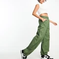 ASOS DESIGN Tall clean pull on cargo pants in khaki-Green