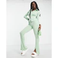 Daisy Street slinky high waist pants with split hem in mint (part of a set)-Green