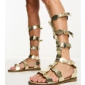 South Beach scallop edge gladiator sandals in gold