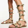 South Beach scallop edge gladiator sandals in gold
