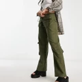 Reclaimed Vintage linen cargo pants in khaki-Green