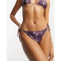 Brave Soul tie side bikini bottoms in purple floral print