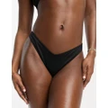 Hollister ribbed v-front high leg bikini bottoms in black (part of a set)