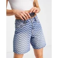 Hollister denim wave wide shorts in mid wash-Blue