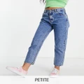 Pull & Bear Petite high waisted mom jeans in medium blue