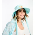 South Beach towelling bucket hat with ties in bright blue