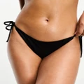 Calvin Klein Intense Power rib string side tie bikini bottoms in black