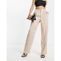 Hollister high rise satin dad pants in cream-White