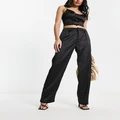 Hollister high rise satin dad pants in black