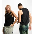 Calvin Klein Jeans Unisex cropped seaming singlet in black - exclusive to ASOS