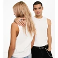 Calvin Klein Jeans Unisex cropped seaming singlet in white - exclusive to ASOS