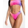 ellesse Lemino bikini bottoms in pink and orange fade-Multi