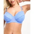 We Are We Wear Fuller Bust nylon blend padded plunge bra with hardware detail in blue