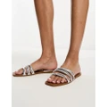Pull & Bear strappy detail flat sandals in silver