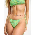 Motel Leyna tie side bikini bottoms in green floral