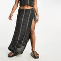 The Ragged Priest maxi skirt with chain in shredded jersey (part of a set)-Black