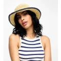 Accessorize stripe edge bucket hat in cream-White