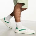 GANT Goodpal leather sneakers in white cream suede with green panels and logo-Multi