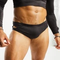 COLLUSION cut out swim briefs in charcoal-Grey