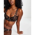 Bluebella Athena lace bra with deep v wire and multi strapping detail in black