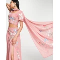 Maya floral embellished lehenga scarf in blush-Pink
