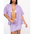 Roxy Surf Kind Kate beach shirt in purple floral print