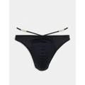 ASOS DESIGN thong with strapping and chain detail-Black