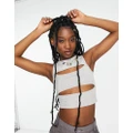 Daisy Street racer crop singlet with cut outs in grey marl