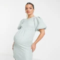 Mamalicious Maternity puff sleeve dress in grey