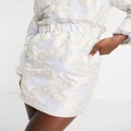 Pieces Premium jacquard mini skirt in pale blue & rose (part of a set)