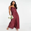 Y.A.S Bridesmaid satin cami maxi dress in burgundy-Red