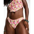 Pieces bikini bottoms in pink ditsy floral