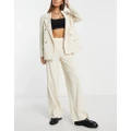 Selected Femme tailored cord suit pants in winter white-Green