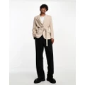 ASOS DESIGN skinny belted blazer in taupe in micro texture-Neutral