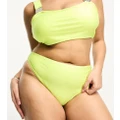 Brave Soul Plus high waist bikini bottoms in neon lime green