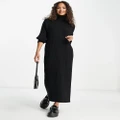 Y.A.S knitted roll neck midi dress in black