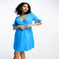 Y.A.S Elma mini wrap dress in blue