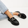 ASOS DESIGN Wide Fit Melodic slim loafers with chain in black