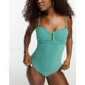 Onia towelling swimsuit with removable straps in green